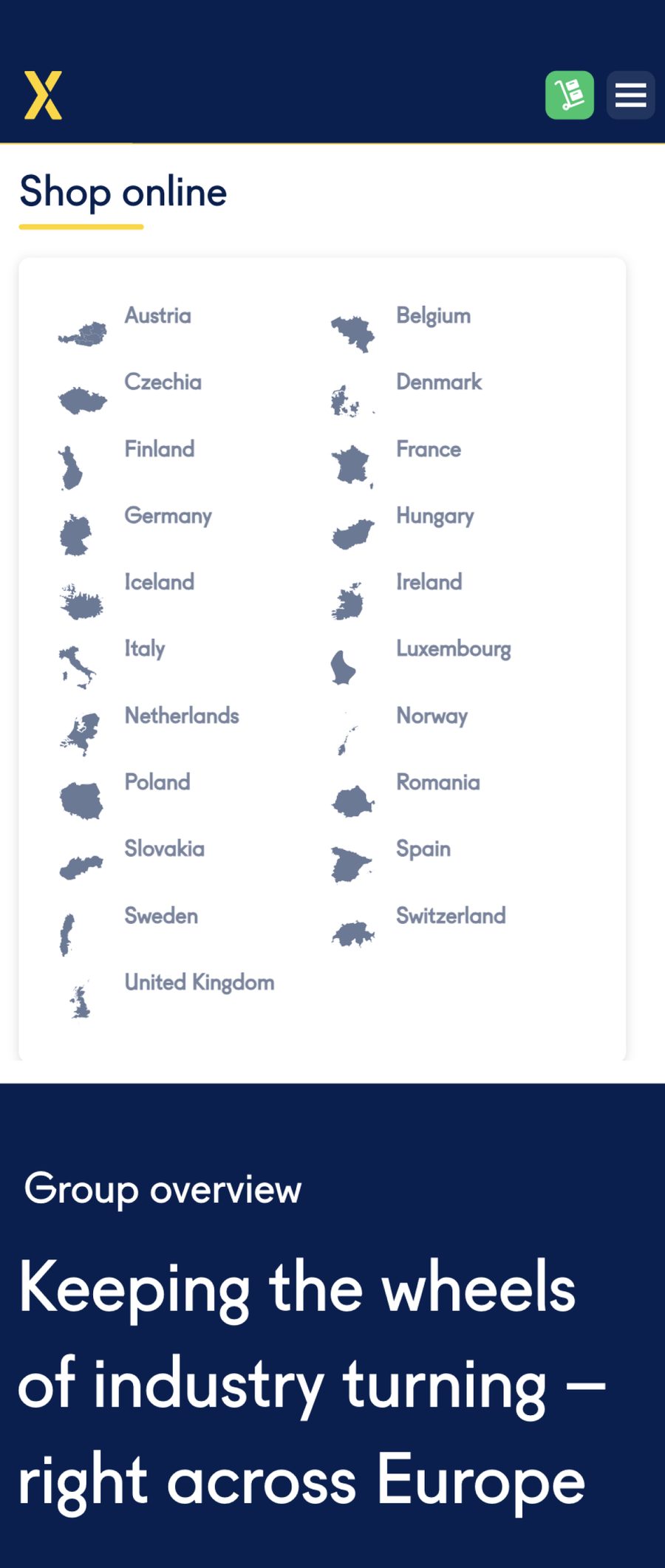 Rubix — Shop Online country selector